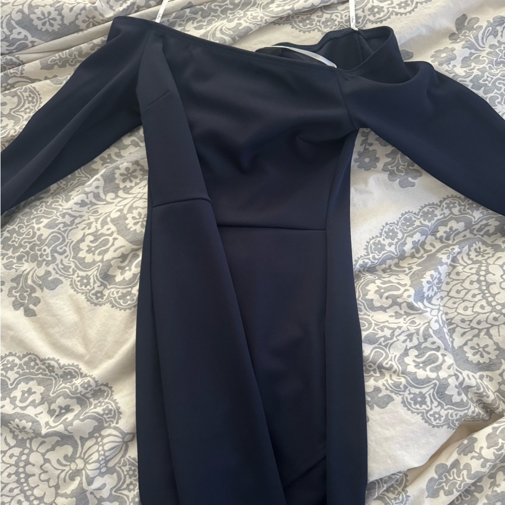 Navy blue off the shoulder dress